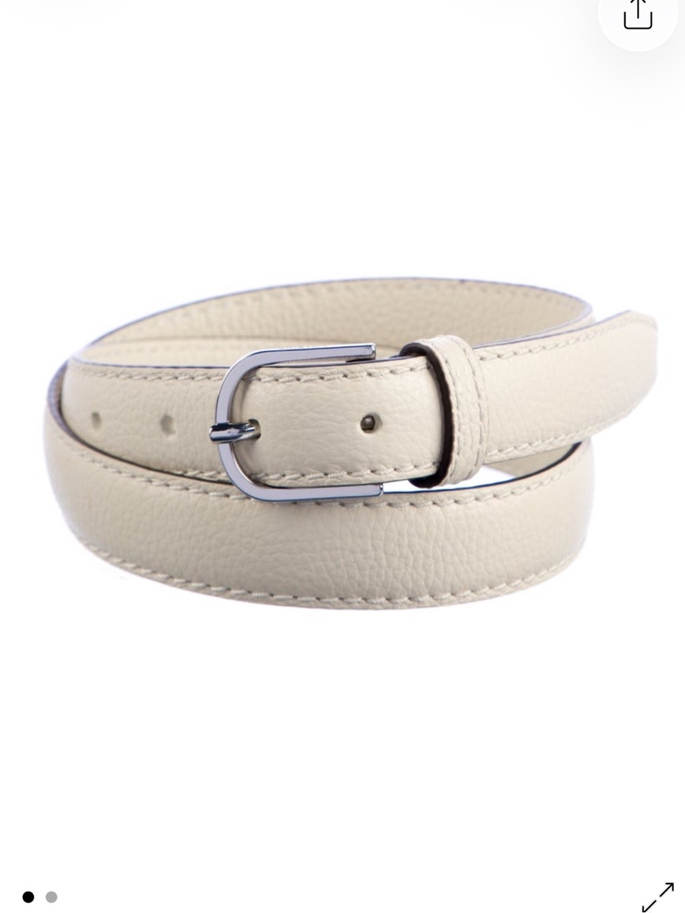 Toteme Slim Pebble Leather Belt in Ivory with Silver Buckle